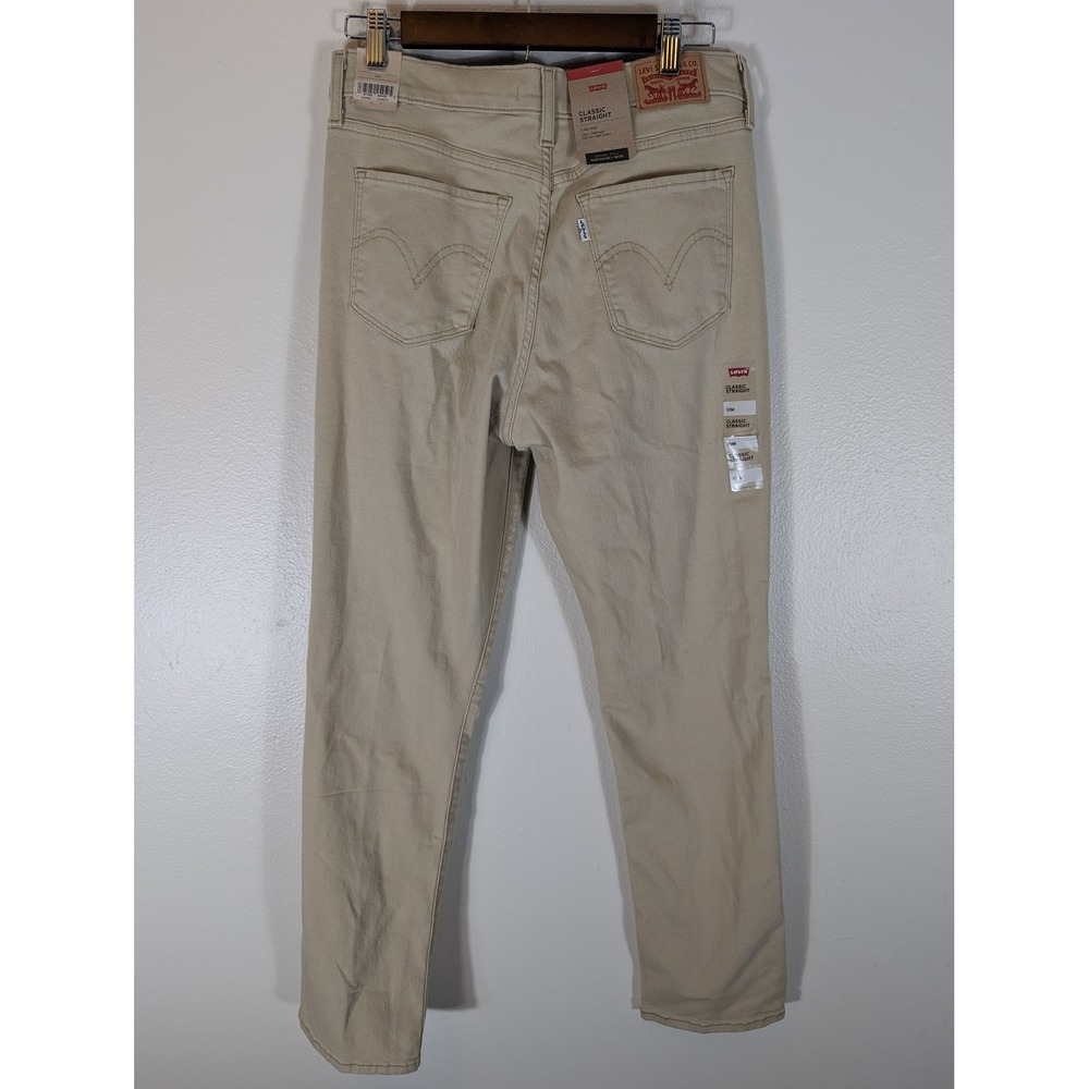 Levis Classic Straight Jeans Womens 10 M Tan Khaki Mid Rise Stretch Denim New - Picture 6 of 11